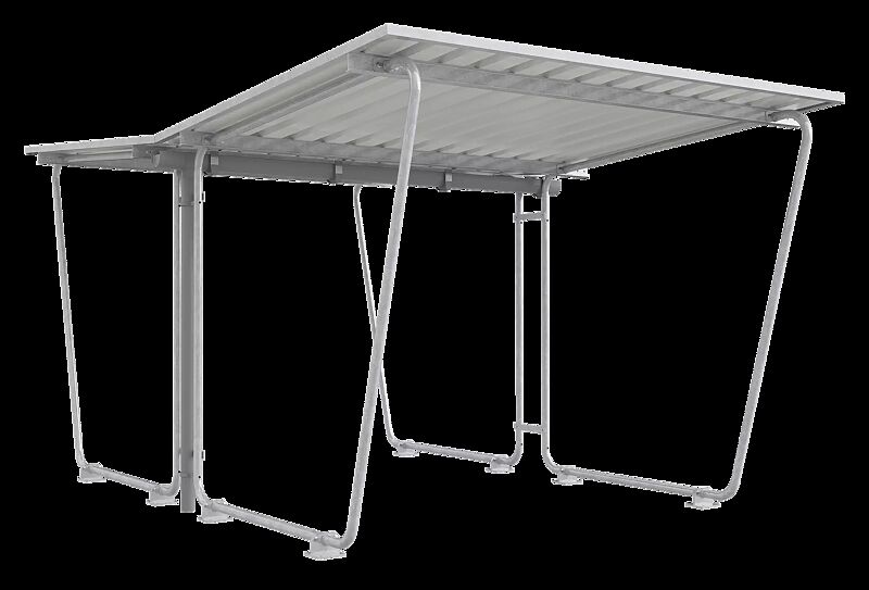 Fahrradüberdachung INDUS, Dachbreite x Dachtiefe 2975 mm x 4660 mm, doppelseitig, ohne Rück- / Seitenwände, Stahlkonstruktion feuerverzinkt