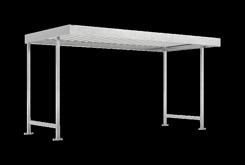 Fahrradüberdachung ARIES, Dachbreite x Dachtiefe 4390 mm x 2200 mm, einseitig, ohne Rück- und Seitenwände, Stahlkonstruktion feuerverzinkt