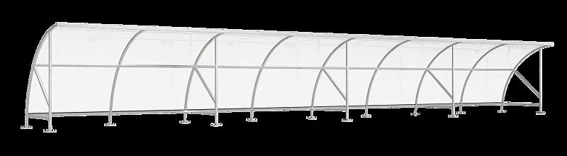 Fahrradüberdachung CEPHEUS, Dachbreite x Dachtiefe 16450 mm x 2100 mm, Stahlkonstruktion feuerverzinkt