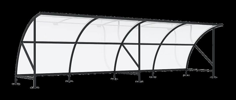 Fahrradüberdachung CEPHEUS, Dachbreite x Dachtiefe 8250 mm x 2100 mm, Stahlkonstruktion feuerverzinkt und pulverbeschichtet in RAL 7016 anthrazitgrau