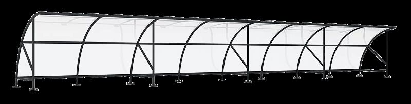 Fahrradüberdachung CEPHEUS, Dachbreite x Dachtiefe 16450 mm x 2100 mm, Stahlkonstruktion feuerverzinkt und pulverbeschichtet in RAL 7016 anthrazitgrau