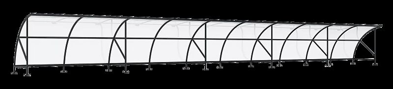 Fahrradüberdachung CEPHEUS, Dachbreite x Dachtiefe 20550 mm x 2100 mm, Stahlkonstruktion feuerverzinkt und pulverbeschichtet in RAL 7016 anthrazitgrau