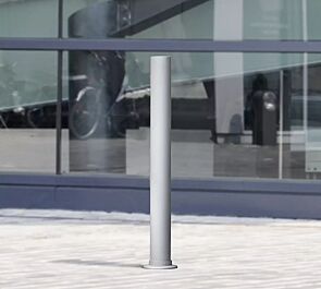 Poller STRADOS zum Einbetonieren in RAL 9006 weißaluminium (Sonderfarbe auf Anfrage)