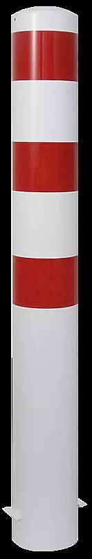 Rammschutzpoller GENAS zum Einbetonieren, Ø 152 mm, in weiß mit roten Reflexstreifen