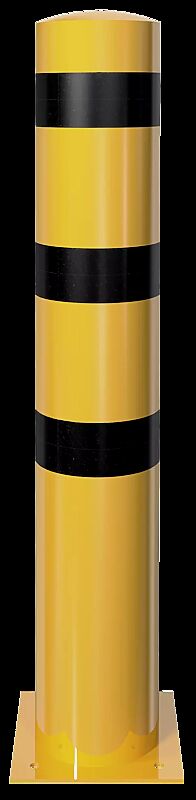 Rammschutzpoller GENAS zum Aufdübeln, Ø 273 mm, in gelb mit schwarzen Reflexstreifen