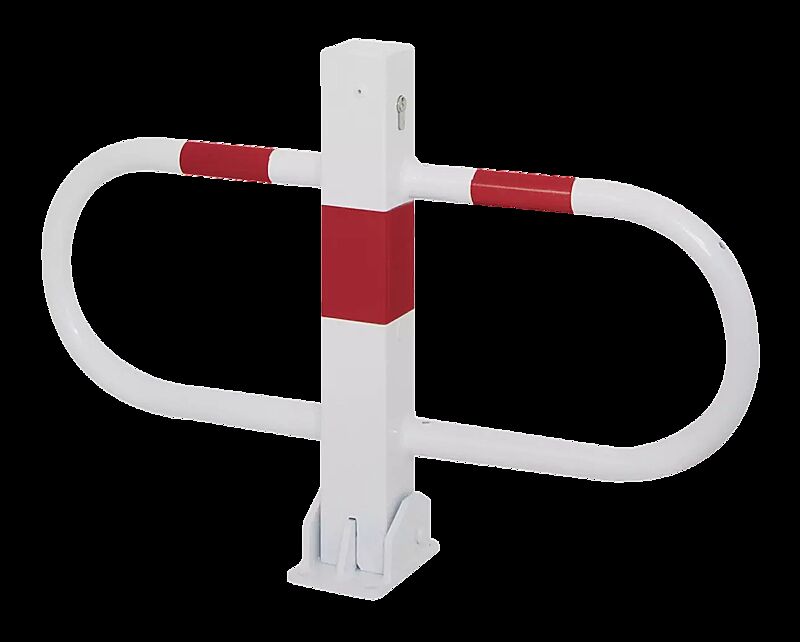 Parkbügel GREZ, feuerverzinkt und weiß pulverbeschichtet, mit Profilzylinderschloss