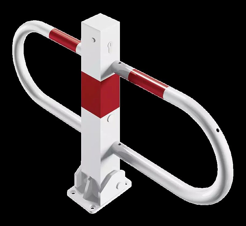 Parkbügel GREZ, feuerverzinkt und weiß pulverbeschichtet, mit Profilzylinderschloss