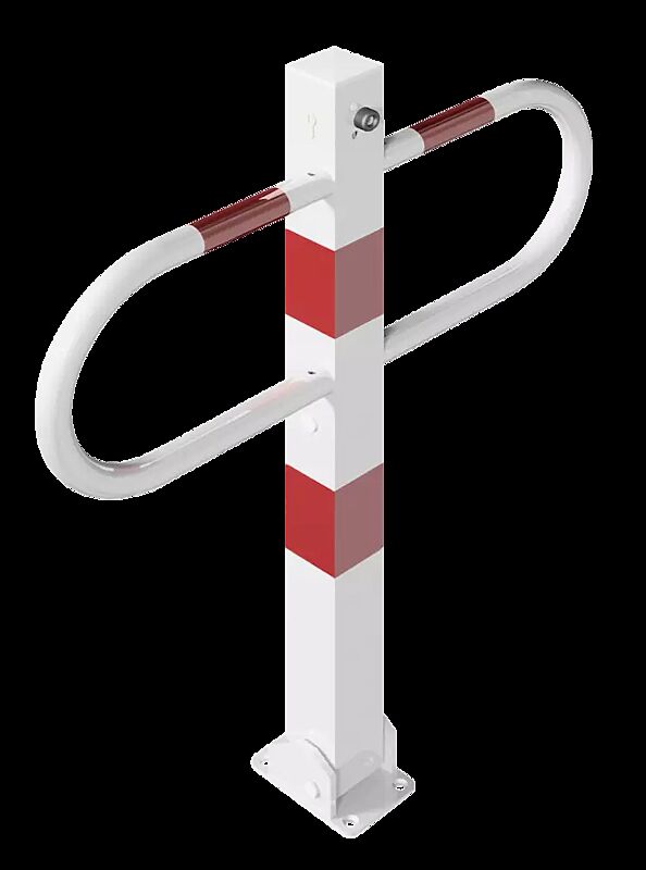 Durchgangssperre PARON zum Aufdübeln, feuerverzinkt und weiß pulverbeschichtet, mit Profilzylinder