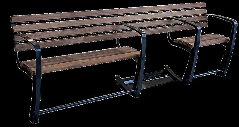 Seniorenbank SENIOR mit Rückenlehne, 1-Sitzer + Aussparung für Rollator + 2-Sitzer, mit 4 Armlehnen