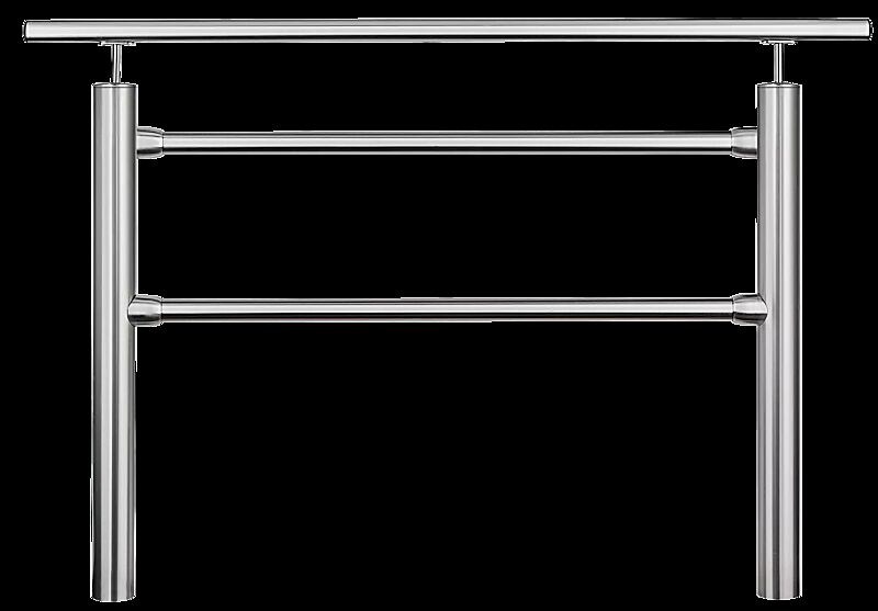 Geländersystem BORVO mit Handlauf, mit Flachkopf, 1 m, zum Einbetonieren