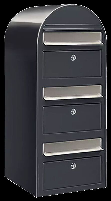 Briefkasten BOBI TRIO - aus Stahl, in RAL 7016 mit Edelstahleinwurfklappe