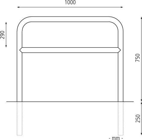 1000 x 1000 mm m. Q., Einbet. -250 mm