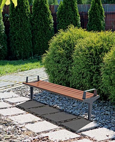 Sitzbank FLOWING ohne Rückenlehne, mit Armlehnen