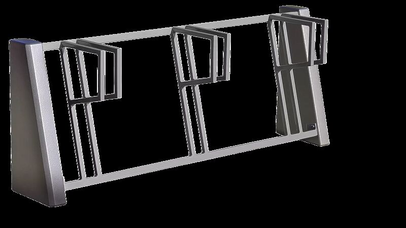 Fahradständer INTAL in RAL 9007 graualuminium, Seitenteile Beton beschichtet in grau