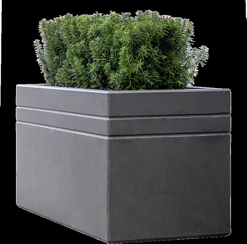 Pflanzbehälter BRNO, rechteckig, Beton beschichtet in graphit