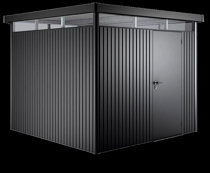 Gerätehaus HighLine®, Modell 4 in dunkelgrau-metallic, mit Einflügeltür