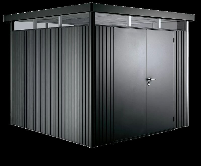 Gerätehaus HighLine®, Modell 4 in dunkelgrau-metallic, mit Doppelflügeltür