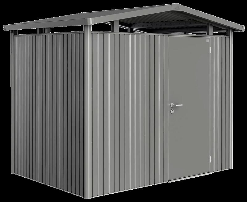 Gerätehaus PANORAMA®, Modell 2 in quarzgrau-metallic, mit Einflügeltür