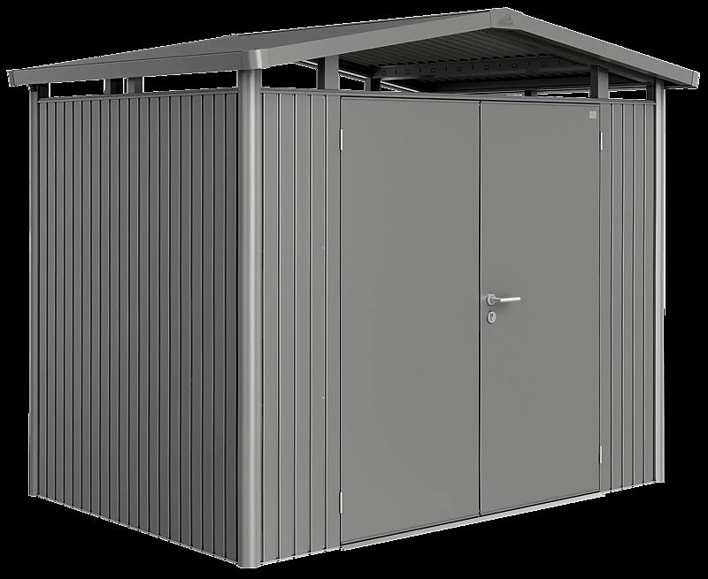 Gerätehaus PANORAMA®, Modell 2 in quarzgrau-metallic, mit Doppelflügeltür
