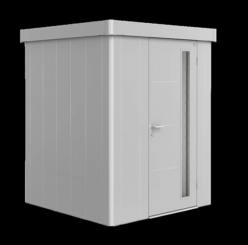 Gerätehaus NEO, Modell 1A, in silber-metallic, mit Einflügeltür