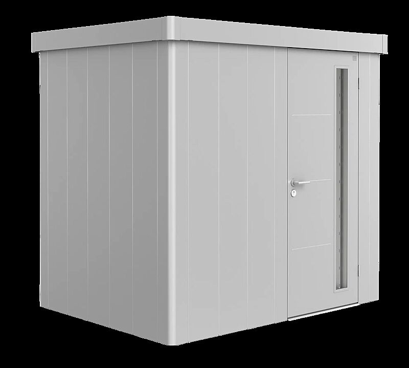 Gerätehaus NEO, Modell 1B, in silber-metallic, mit Einflügeltür