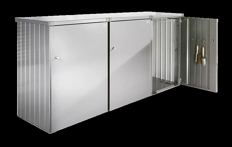 Müllbehälter-Dreifachschrank ALEX®, bestehend aus 3 Einzelschränken inkl. 2 Verbindungselementen, in silber-metallic