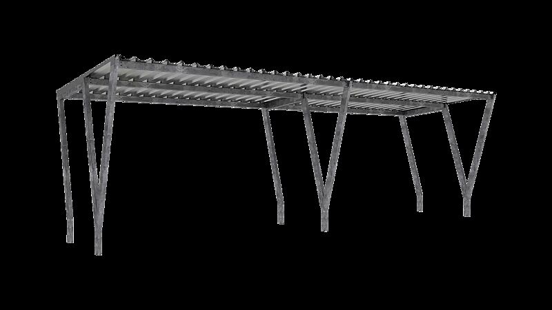 Fahrradüberdachung TAURI, Dachbreite x Dachtiefe 7800 mm x 2500 mm, Dacheindeckung Trapezblech, Stahlkonstruktion feuerverzinkt