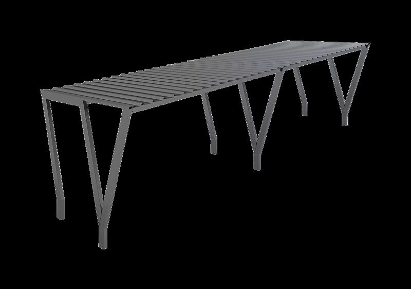 Fahrradüberdachung TAURI, Dachbreite x Dachtiefe 7800 mm x 2500 mm, Dacheindeckung Trapezblech, Stahlkonstruktion in RAL 7004 signalgrau