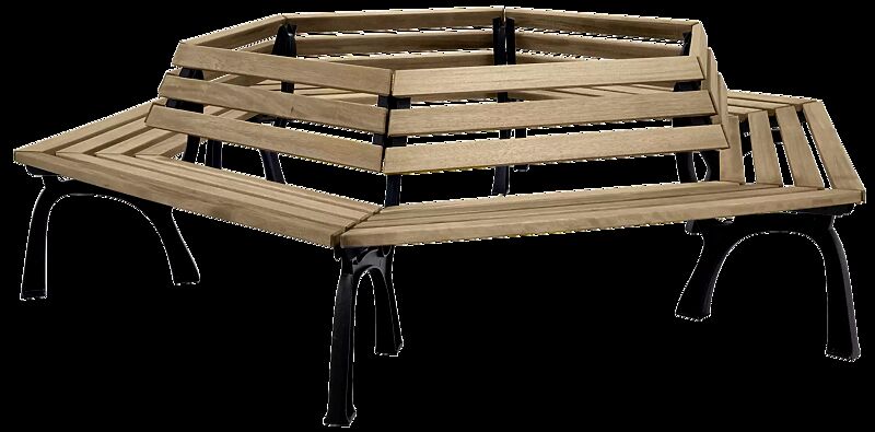 Rundbank ARDEA mit Rückenlehne, mit Kambalaholzbelattung