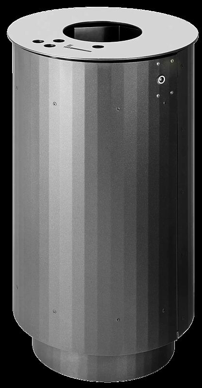 Abfallbehälter BEXHILL mit Ascher, 90 Liter, mit Sockel, in DB 703 eisenglimmer