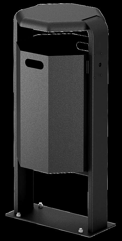 Abfallbehälter COVENTRY, 45 Liter, zum Aufdübeln, Behälter aus Aluminium, Rahmen aus Stahl, in RAL 7016 anthrazitgrau