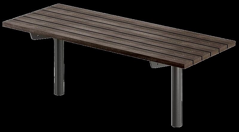 Tisch CORTONA mit Kunststoff-Recycling-Belattung, Stahlteile in RAL 7016 anthrazitgrau