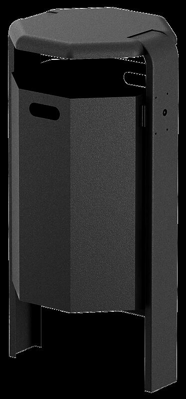 Abfallbehälter COVENTRY, 65 Liter, zum Einbetonieren, Behälter aus Aluminium, Rahmen aus Stahl, in RAL 7016 anthrazitgrau