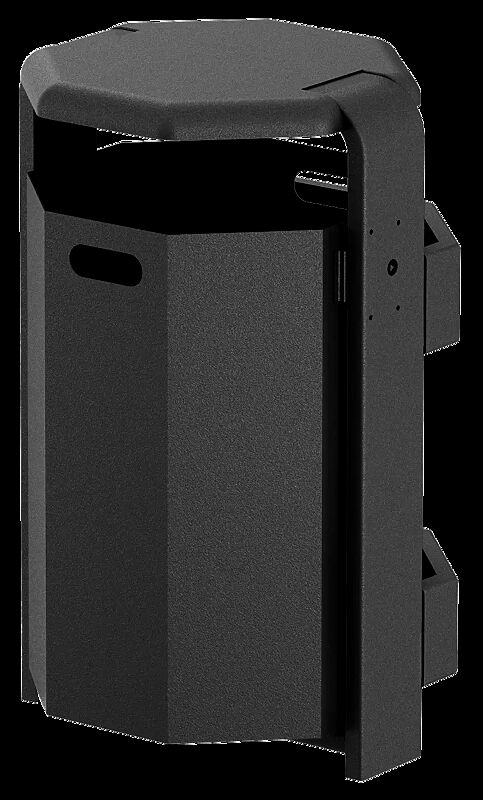 Abfallbehälter COVENTRY, 65 Liter, Behälter aus Aluminium, Rahmen aus Stahl, in RAL 7016 anthrazitgrau