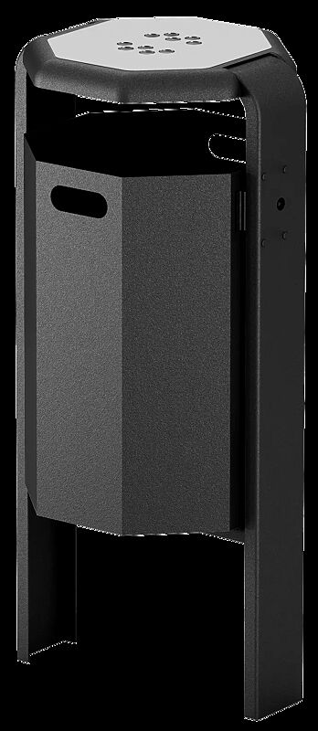 Abfallbehälter COVENTRY mit Ascher, 45 Liter, zum Einbetonieren, Behälter aus Stahl bzw. Aluminium, Rahmen aus Stahl, in RAL 7016 anthrazitgrau