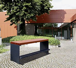 Tisch PESCARA, zum Aufdübeln, mit Merantiholzbelattung, Stahlteile in RAL 7016 anthrazitgrau