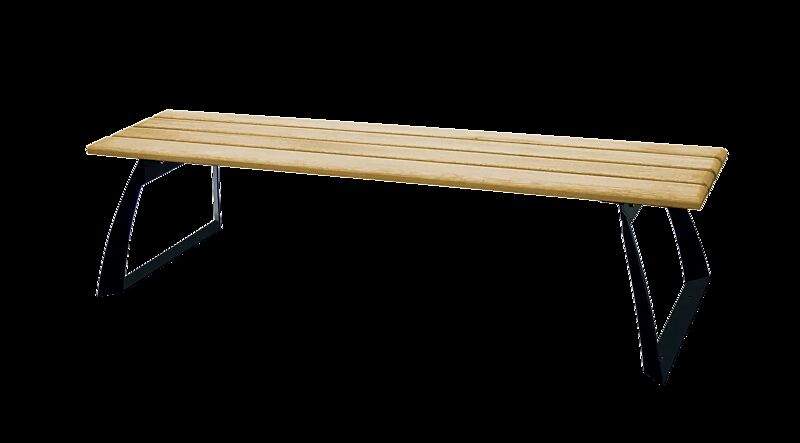 Sitzbank ADAM ohne Rückenlehne, mit Fichtenholzbelattung, Stahlteile in RAL 9005 tiefschwarz