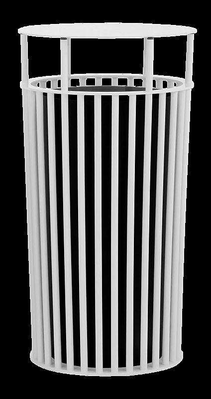 Abfallbehälter ANZIO, mit Schutzdach, ohne Ascher, in RAL 9003 signalweiß