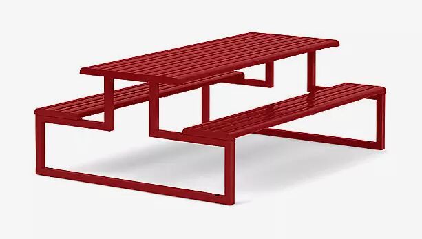 Bank-Tisch-Kombination MANTUA ohne Rückenlehne, in RAL 3000 feuerrot