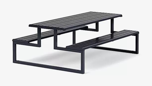 Bank-Tisch-Kombination MANTUA ohne Rückenlehne, in eisenglimmergrau