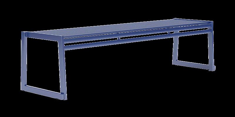 Sitzbank CORTINA ohne Rückenlehne, zum freien Aufstellen, Breite 1800 mm, in RAL5023 fernblau