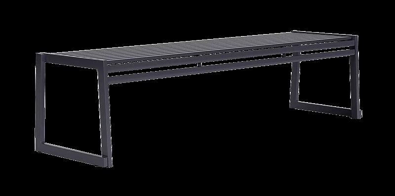 Sitzbank CORTINA ohne Rückenlehne, zum freien Aufstellen, Breite 1800 mm, in RAL7024 graphitgrau