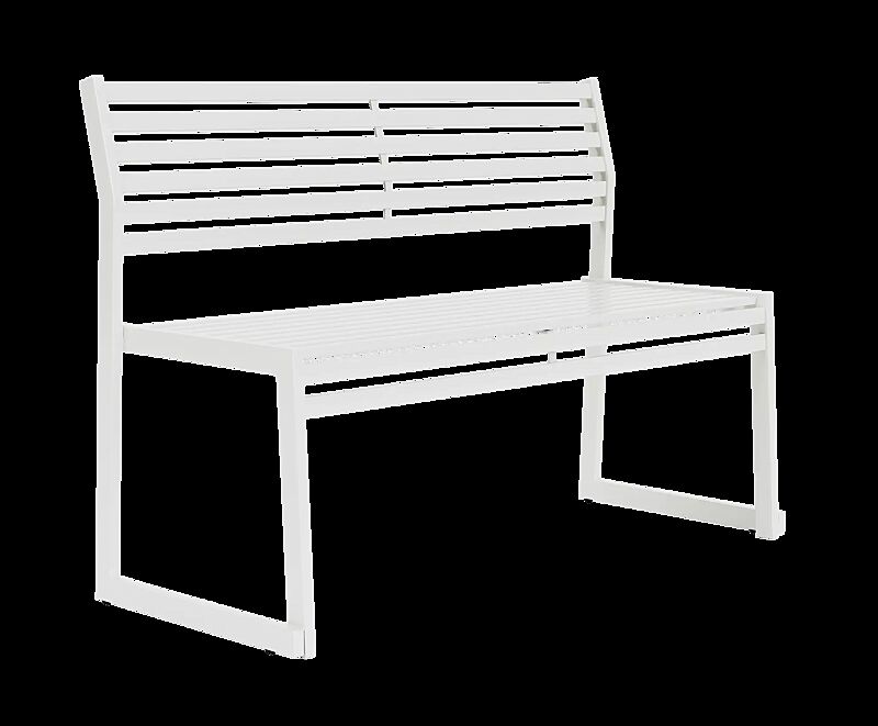 Sitzbank CORTINA mit Rückenlehne, zum freien Aufstellen, Breite 1200 mm, in RAL 9003 signalweiß