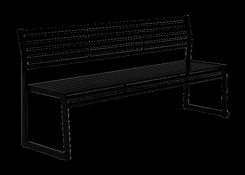 Sitzbank CORTINA mit Rückenlehne, zum freien Aufstellen, Breite 1800 mm, in RAL 9005 tiefschwarz