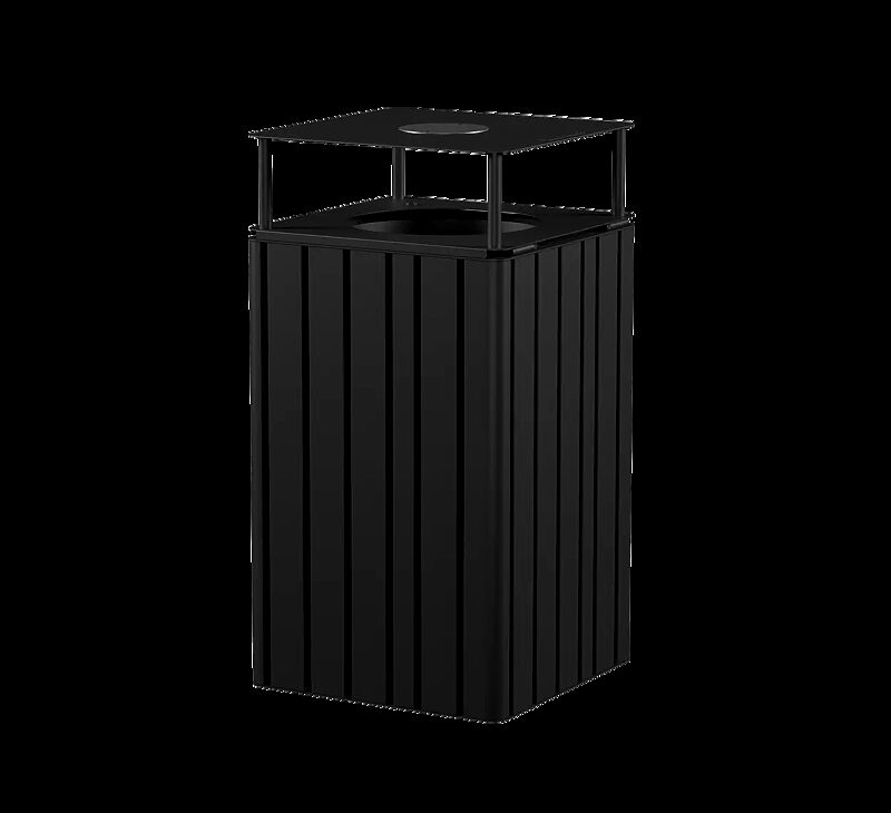Abfallbehälter MANTUA mit Schutzdach, in RAL 9005 tiefschwarz