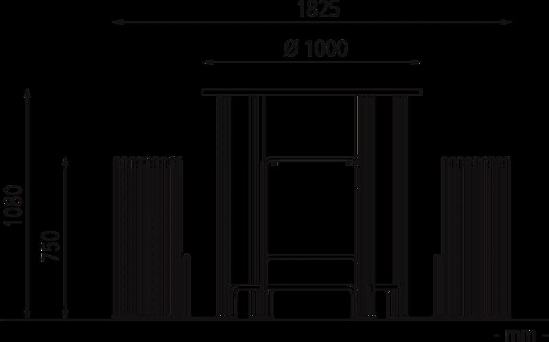 Bank-Tisch-Kombination ANZIO 4-Sitzer, aus Stahl