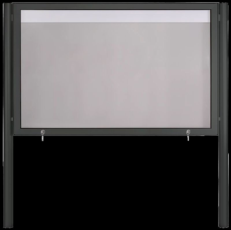 Schaukasten CITY mit Klappflügel, zum Einbetonieren, Alu in RAL 7012 basaltgrau