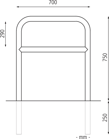 700 x 1000 mm m. Q., Einbet. -250 mm