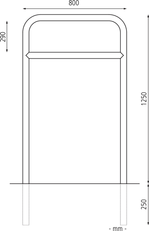 800 x 1500 mm m. Q., Einbet. -250 mm