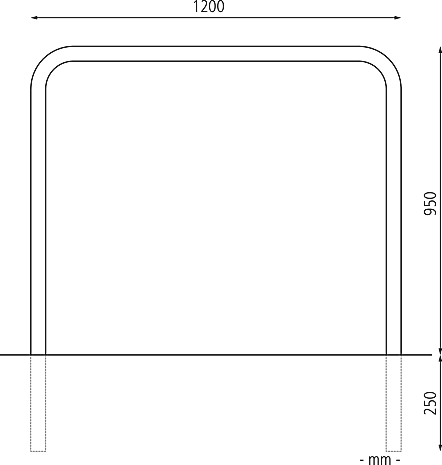 1200 x 1200 mm o. Q., Einbet. -250 mm